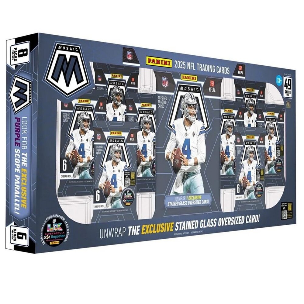 2025 Panini Mosaic Football Flagship Collection Trading Card Box (1 Stained Glas